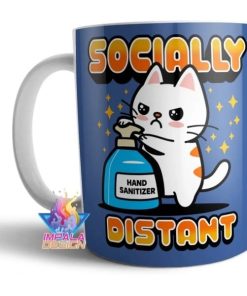 Taza Gatito Distanciamiento Social Gato Cerámica