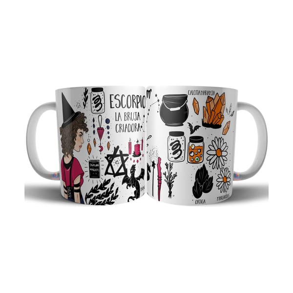 Taza Cerámica Bruja Zodiaco Signo Escorpio Astrologia Tarot - Imagen 2