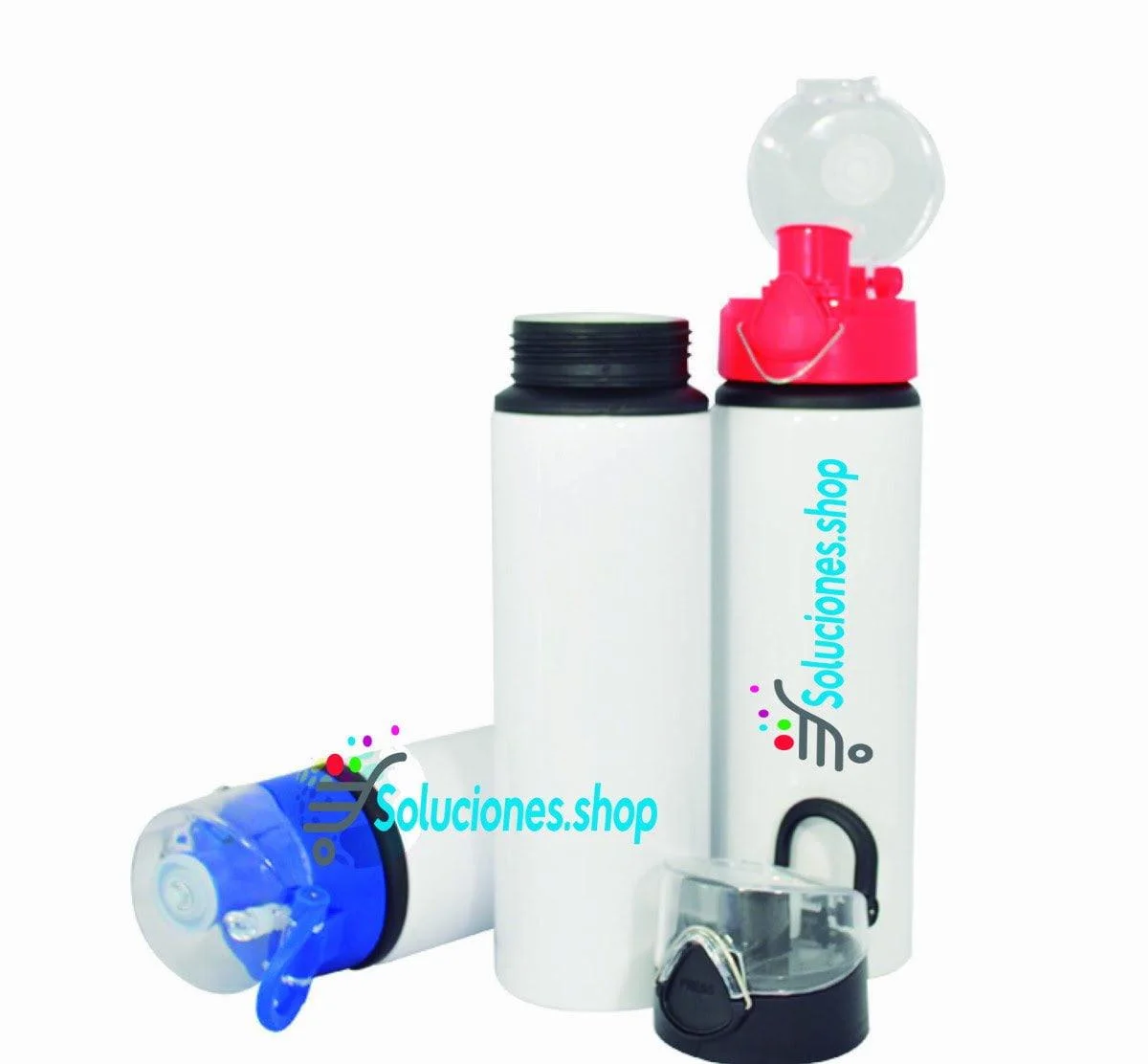 Botella 750ml Blanco con Boton Press Colores