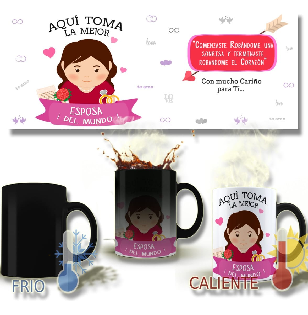 Taza Magica Aqui Toma El La Mejor Profesiones Regalo Familia ESPOSA - Imagen 2