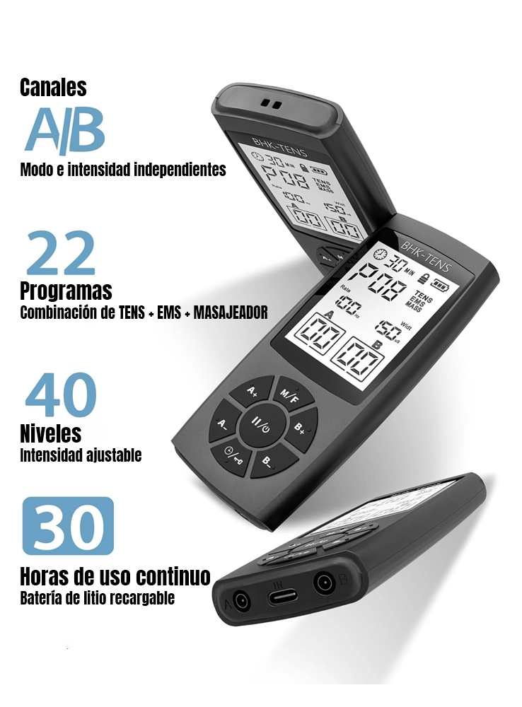 Electroestimulador Muscular Recargable Gimnasia Pasiva TENS-EMS-MASS 3 en 1 - Imagen 3
