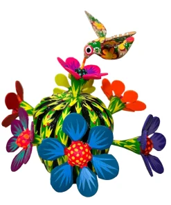 Alebrije De Madera Bisnaga Con Colibri 010