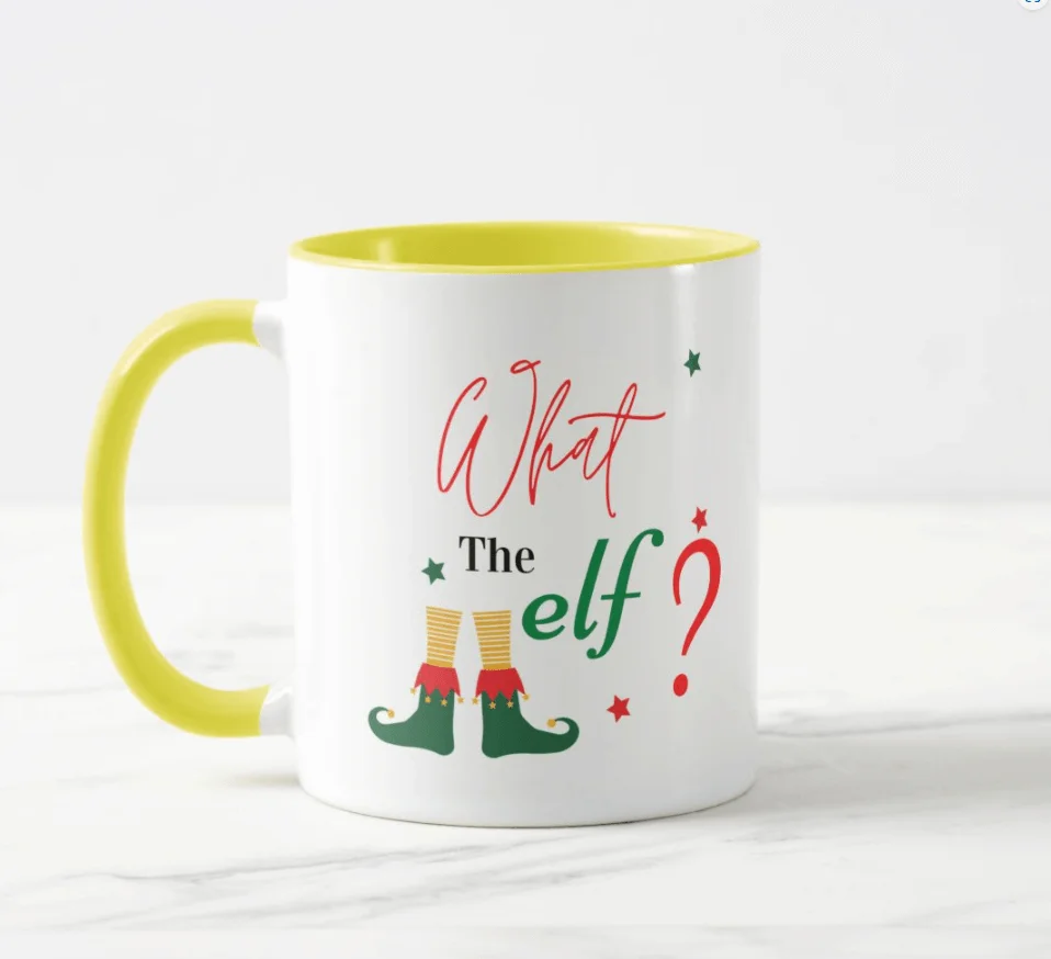 Taza Personalizada de Fondo Amarillo con Diseño Pies de Duende