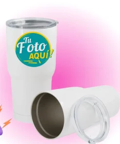 Vaso térmico de acero inoxidable 30oz para sublimación – doble pared al vacío con tapa anti salpicaduras y film retráctil