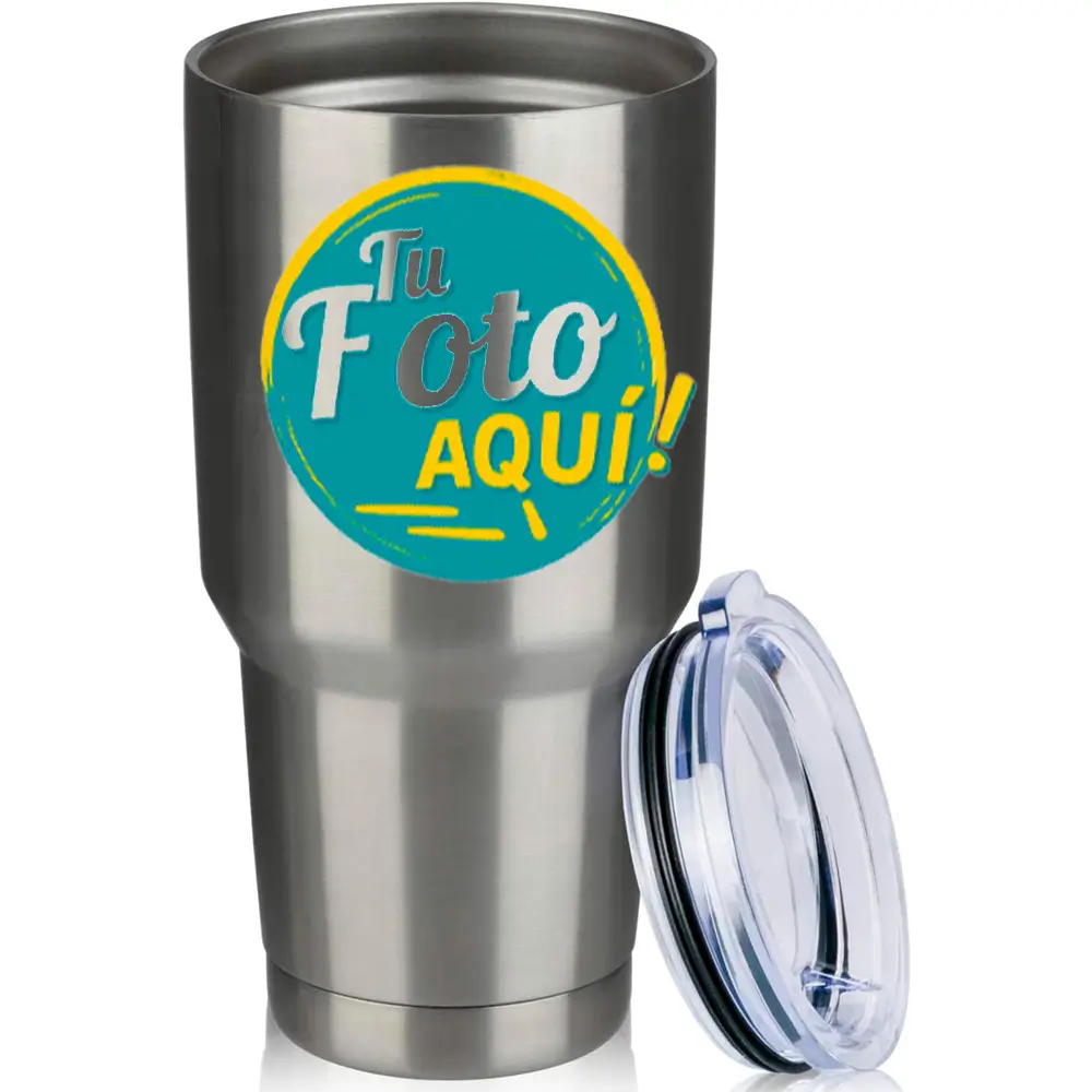 Vaso térmico de acero inoxidable 30oz para sublimación – doble pared al vacío con tapa anti salpicaduras y film retráctil - Imagen 3