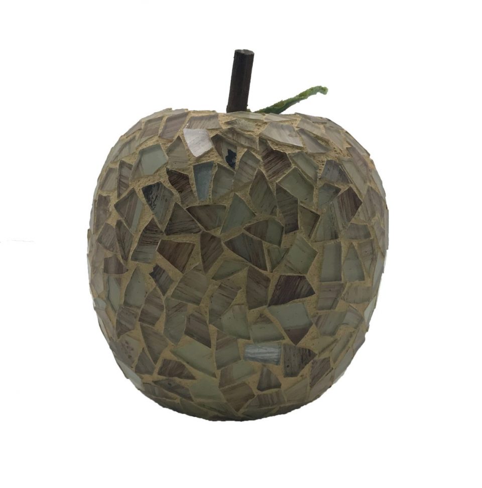 Ornamento con 3 Manzanas de Cerámica con Vidrio Mosaico Blanco - Imagen 8