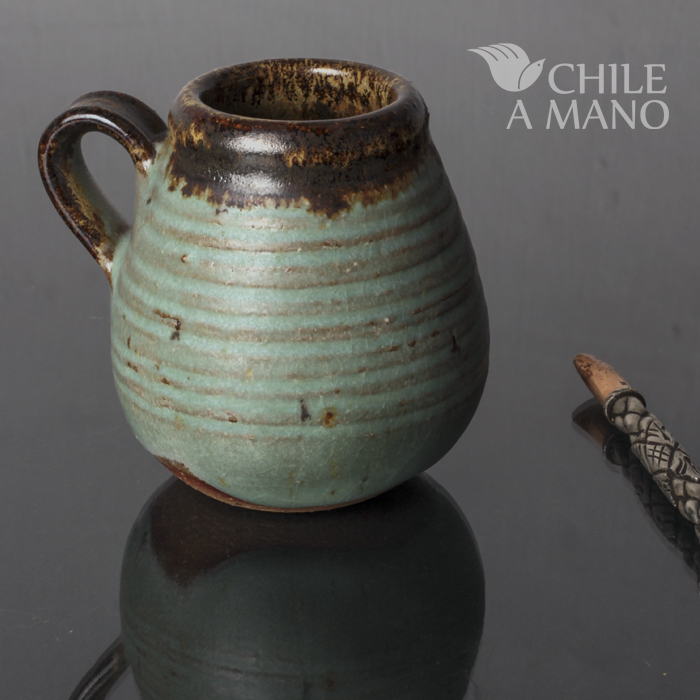 Mate de ceramica gres con oreja – lineas horizontales - Imagen 2