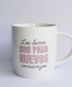 Taza de Desayuno «Los lunes son para nuevos comienzos» rosa