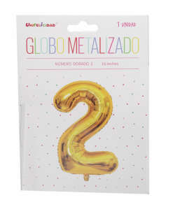 Globo Metalizado Dorado Nro. 2 UNIFELICIDAD 16″
