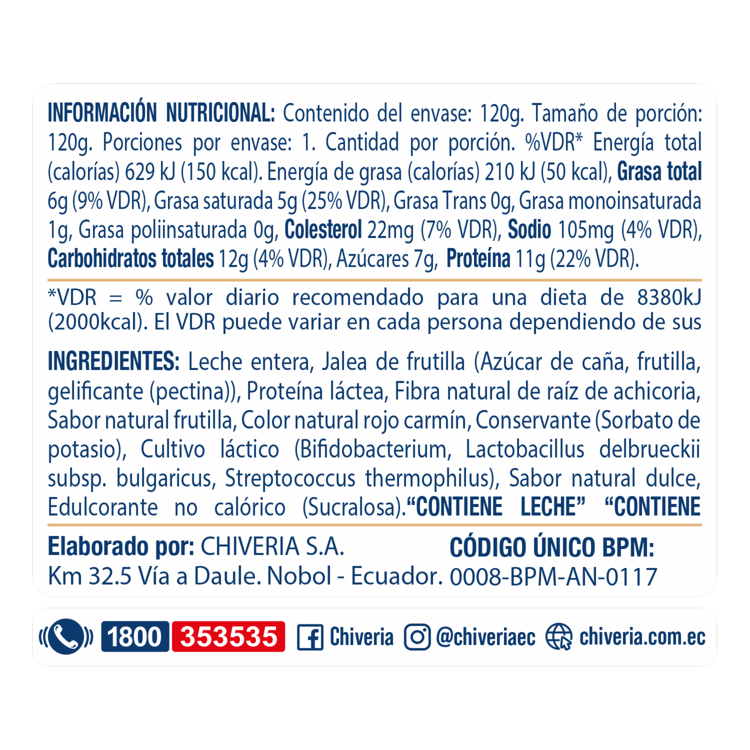 Yogurt Griego Frutilla CHIVERIA 120 G - Imagen 4