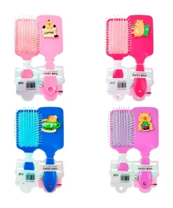1pz cepillo rectangular para el cabello, figura 3d de capibara, color liso