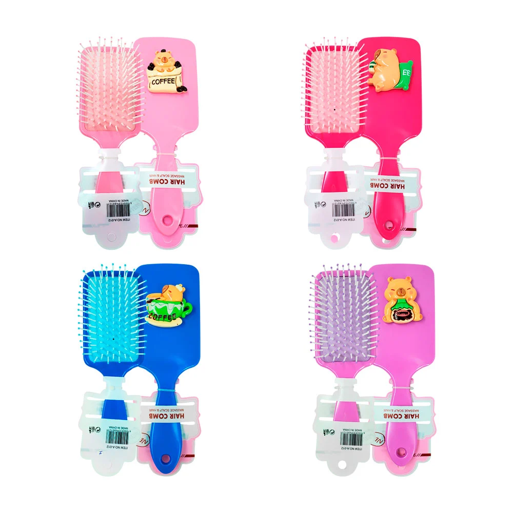 1pz cepillo rectangular para el cabello, figura 3d de capibara, color liso