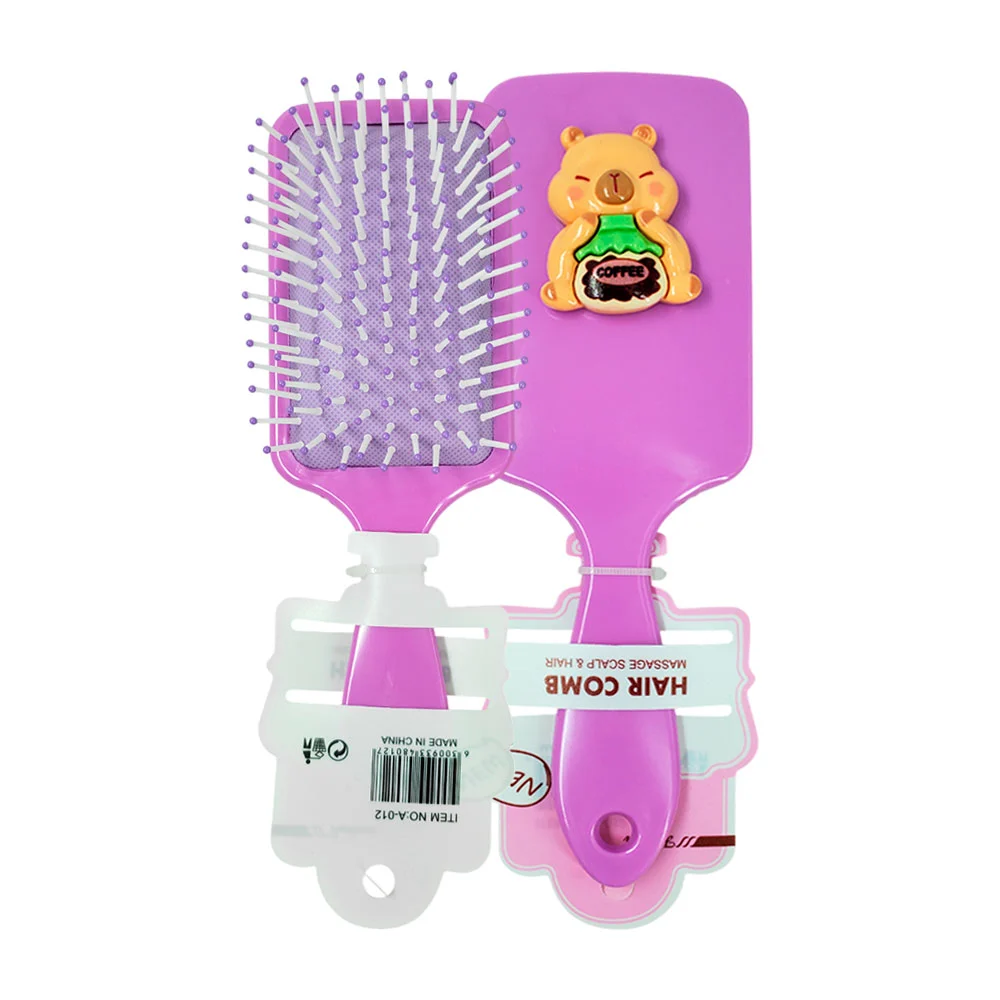 1pz cepillo rectangular para el cabello, figura 3d de capibara, color liso - Imagen 5